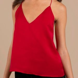 TOBI LEAH RED SATIN TANK